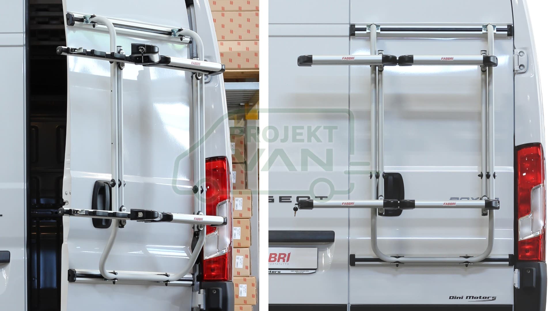 Bagażnik na narty na tylne drzwi Fiat Ducato Citroen Jumper Peugeot Boxer ( 06- ) Opel Movano IV ( 21- ) Toyota ProAce Maxi ( 24- ) - 6 par nart lub 4 snowboardy — widok 4