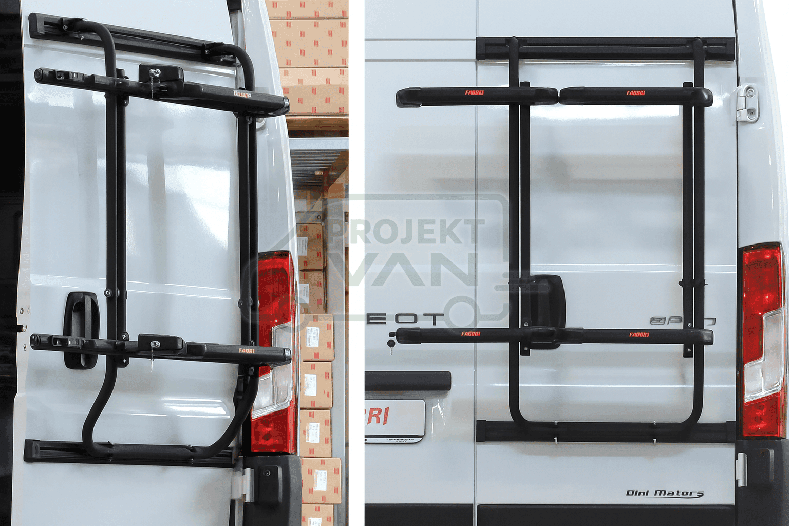 Bagażnik na tylne drzwi na narty Fiat Ducato Citroen Jumper Peugeot Boxer ( 06- ) Opel Movano IV ( 21- ) Toyota ProAce Maxi ( 24- ) - 6 par nart lub 4 snowboardy — widok 3